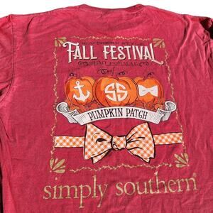 SIMPLY SOUTHERN WOMEN LONG SLEEVE T-SHIRT RED COTTON PREPPY FALL THANKSGIVING LG